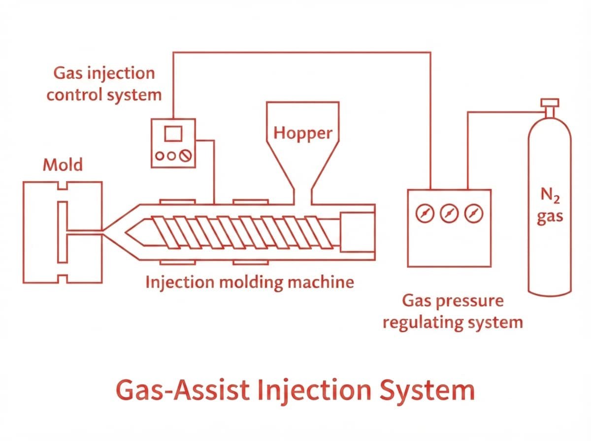 Large Parts Injection Molding: Equipment, Technology, and Manufacturer Selection Guide 2 Gas-Assist Injection System